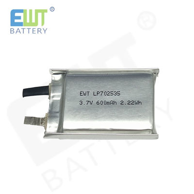 comprar Bateria recarregável de polímero de lítio de desempenho durável LP702535 3.7V 600mAh com suporte OEM Odm e proteção contra descarga online manufacture