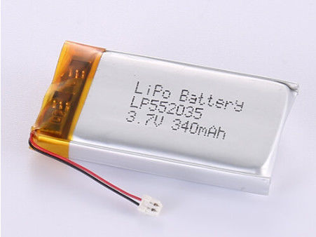 comprar Bateria Li-Polymer de baixa temperatura LP552035 3.7V 340MAH com folha de prata e PVC transparente Garantia 12 meses Um ano Fabricação em linha