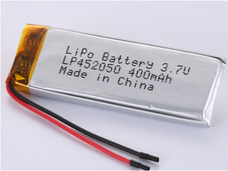 comprar Folha de prata e PVC transparente LP452050 3.7V 400MAH 50 mm Filho vermelho polímero de iões de lítio célula recarregável aceitação de amostra online manufacture