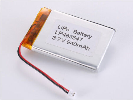 comprar LP483547 3.7V 940MAH Lithium Polymer Battery with ROHS Certification and Wide Temperature Range online manufacture