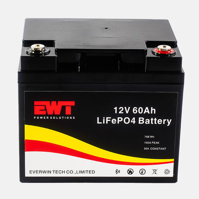 Balck 12V 60Ah LFP Lithium Iron Phosphate Battery Pack para substituição de sistema de energia solar