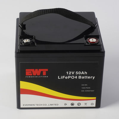 Pacote de bateria LiFePO4 de 12V 50AH para Sistema Solar Preto ou Branco ABS Casso de Cor