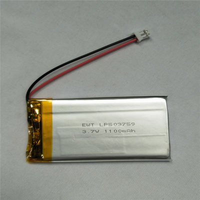 Bateria de polímero de lítio de prata LP503759 3.7V 1100mAh Com PCM