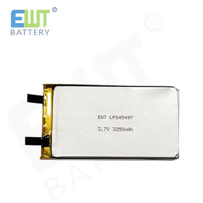 Bateria de polímero de lítio LP545497 3.7V 3050mAh com proteção contra sobrecarga e características de segurança de PCB