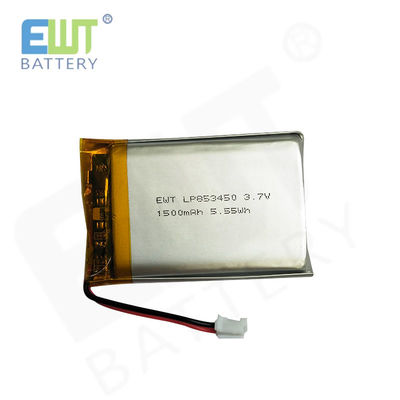 LP853450 3.7V 1500MAH Célula de alimentação Li-Polymer com corrente de carga máxima 1C