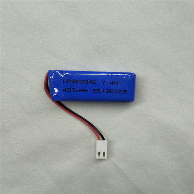 LP602040 7.4V 420mAh Bateria de Lítio de Polímero com Características de Segurança Proteção contra Descarga -20°C a 45°C