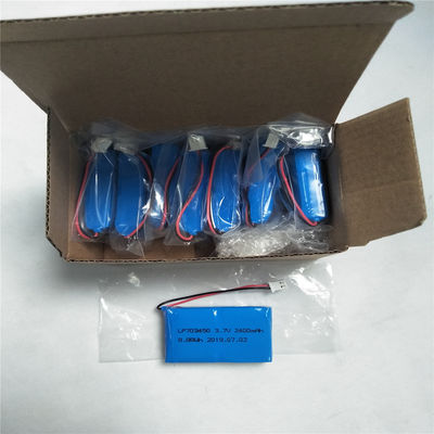LP703450 Bateria recarregável de polímero de lítio de 3,7 V 2400 mAh para transporte aéreo ou marítimo
