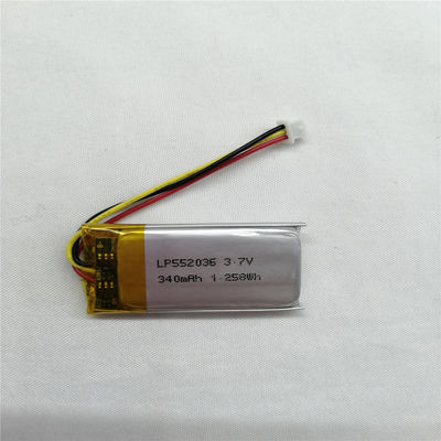 Potente e durável bateria de polímero de lítio LP552036 3.7V 340mAh