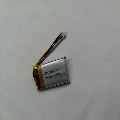 Bateria recarregável de polímero de lítio LP552036 3.7V 340mAh para energia de emergência
