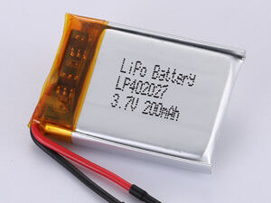 Alta densidade de energia LP402027 3.7V 200MAH Bateria recarregável de polímero de lítio para aplicações de alta taxa 12 meses de garantia