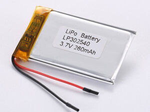 LP302540 3.7V 260MAH Bateria de polímero de lítio de alta potência Impacto ambiental Contém materiais tóxicos 12 meses de garantia