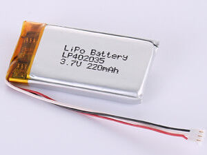 LP402035 3.7V 220MAH 1S1P Polímero Célula recarregável de iões de lítio Tipo de alta taxa para desempenho duradouro e eliminação adequada