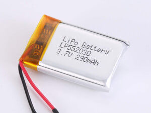 500 Ciclos Vida útil LP552030 Prismático 3.7V 290MAH Bateria de polímero de lítio para drones -10C -65C