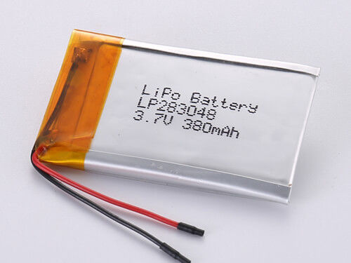 LP283048 3.7V 380MAH Bateria recarregável de polímero de lítio de grau A -20 a 45 graus Celsius