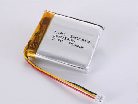 LP603436 3.7V 750 MAH Prismático Bateria de Lítio Polímero Prata Química para Performance
