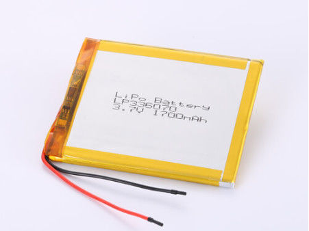 Composição química Bateria de polímero de lítio LP336070 3.7V 1700MAH com proteção contra sobre descarga e alta taxa de descarga