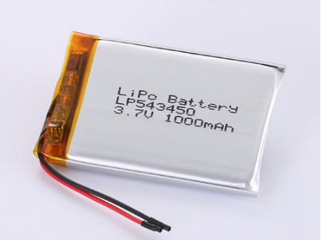 LP543450 3.7V 1000MAH Bateria de íons de lítio de grau A para aplicações de botão Certificada RoHS e taxa de descarga máxima de 1C