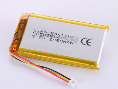 OEM aceitável LP583864 3.7V 2080MAH fabricantes de baterias de iões de lítio com 1 ano de vida útil e LiPo Pack de alta capacidade