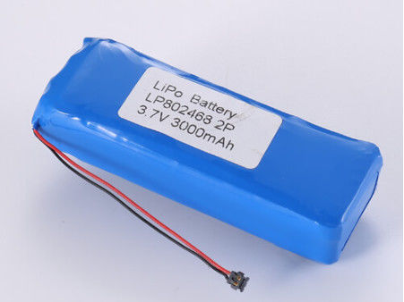 LP802468 3.7V 3000MAH Bateria de polímero de lítio para armazenamento de energia Proteção contra sobrecarga JST/Customizado