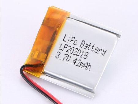 Bateria industrial de iões de lítio de polímero com proteção de PCB e design recarregável LP202018 3.7V 42MAH